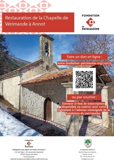 La Fondation du Patrimoine lance une souscription pour la réfection de la Chapelle de Vérimande