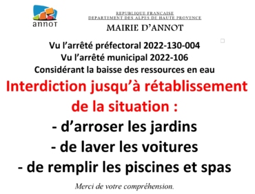 Arrêté relatif à l’utilisation de l’eau